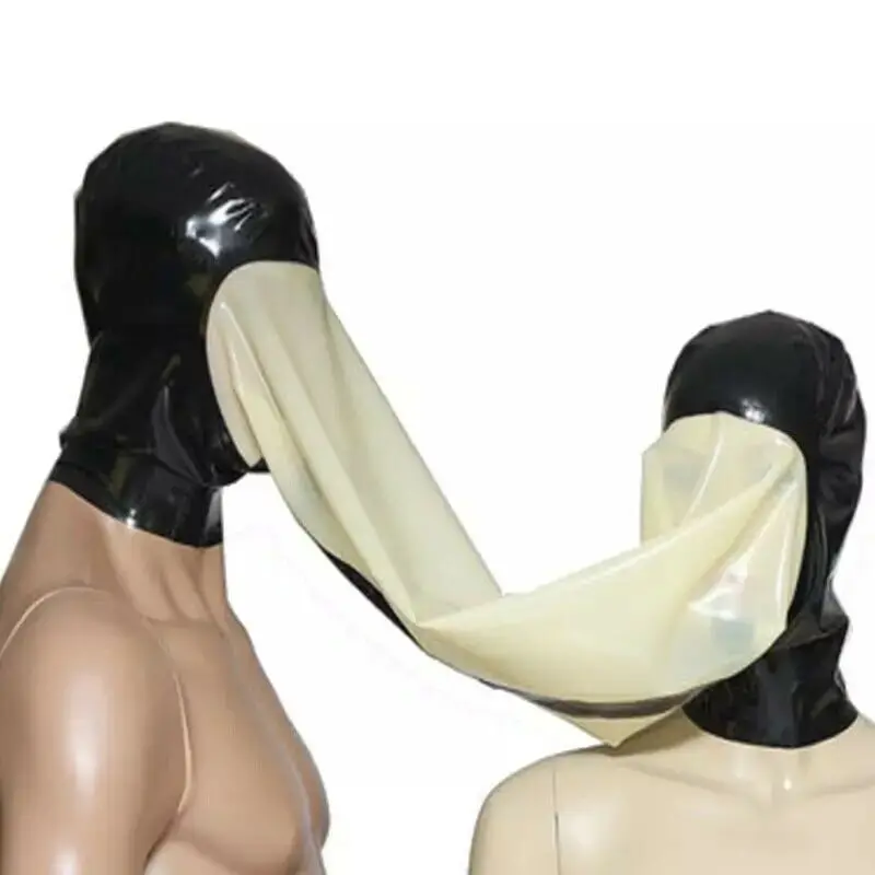 Fetish Latex Rubber Couples Tunnel / Breathing Kiss Mask Hood  Sexual Toy Adult  Bdsm Restraint  Sex Toys