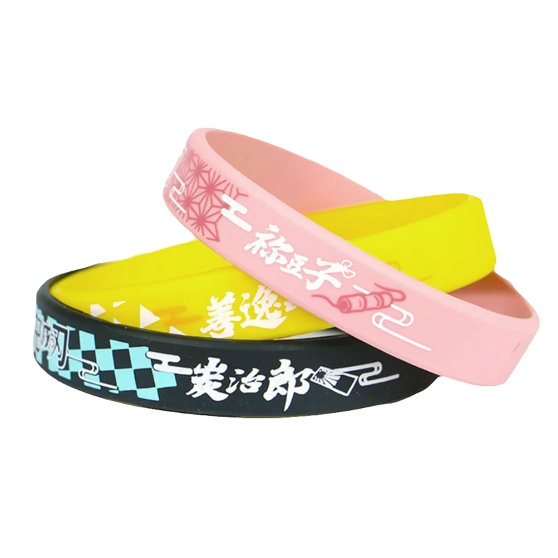 

2021 Anime Demon Slayer Kimetsu No Yaiba Cosplay Props Silica Gel Bracelet Wristband 3D Printing Hand Strap Jewelry Accessories