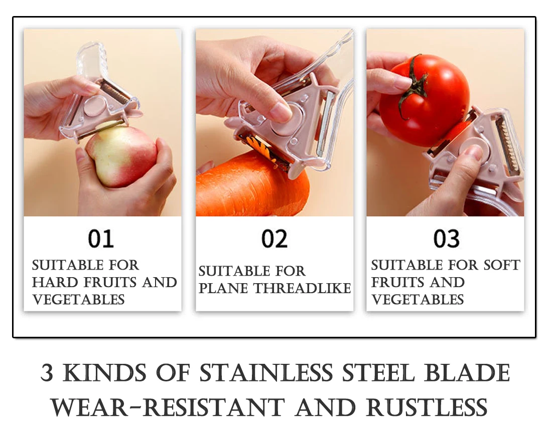 

HPDEAR Kitchen Supplies, Multi-functional 3 Blades Grater Set of 3, Vegetable Slicer Cutter