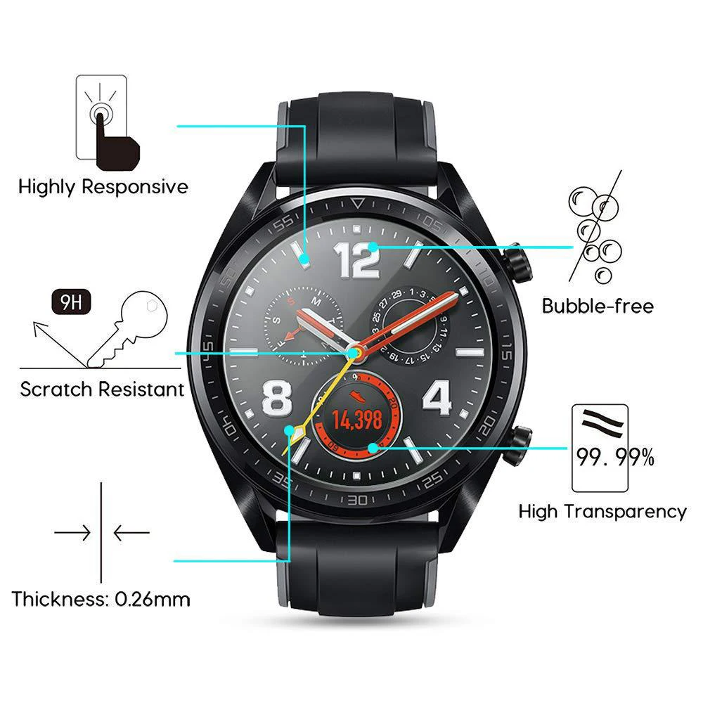 1/3/5pcs Explosion-proof Tempered Glass Protective for Huawei Watch GT SmartWatch Screen Protector Film 35.5mm Accessories | Электроника