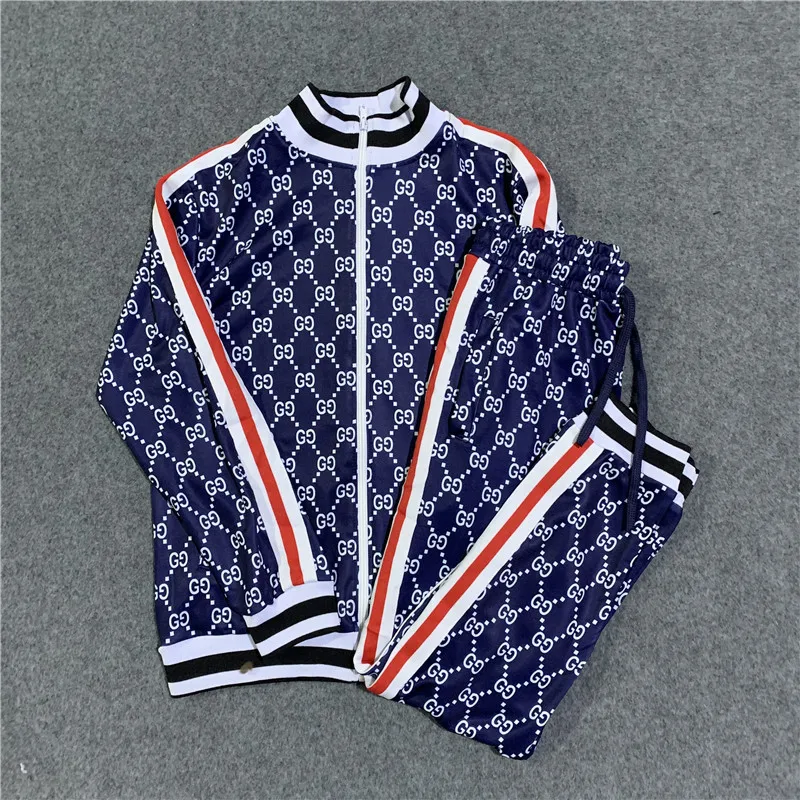 

Spring and Autumn men's suit sportswear jacket zip-up jacket and trousers casual fashion print two-piece set