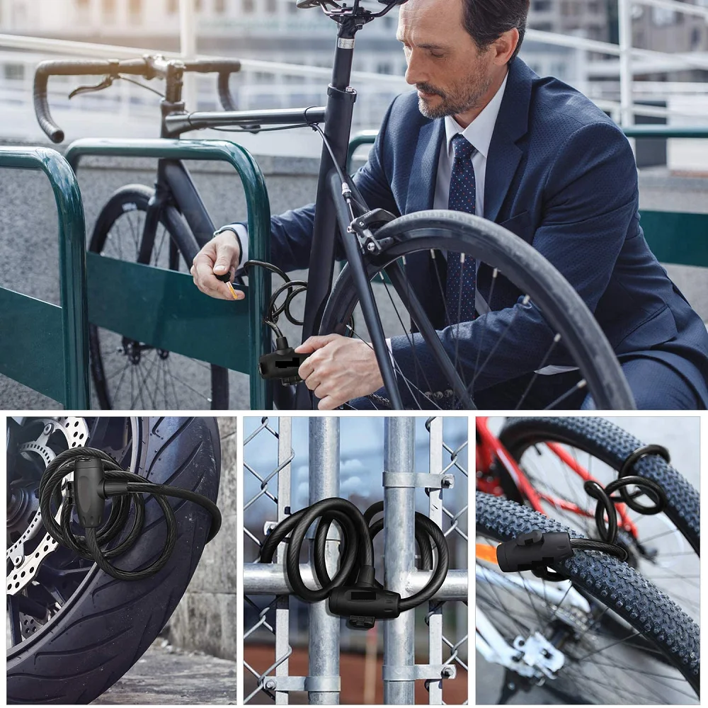 Велосипедный кабельный замок 90 см толщиной стальной трос с монтажным