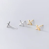 2021 fashion silver plated girl gift stud earring korean simple design aaa zircon x letter stud earrings for women party jewelry