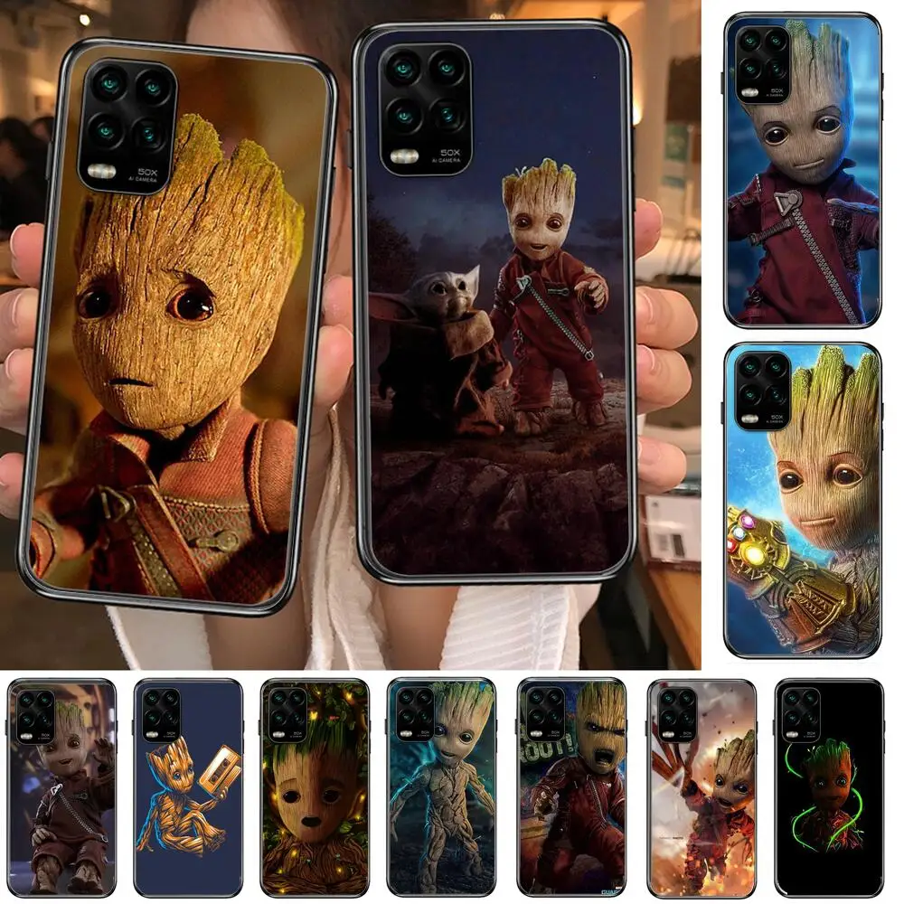 

Groot cartoon Phone Case For XiaoMi Redmi Note 10 9S 8 7 6 5 A Pro T Y1 Anime Black Cover Silicone Back Pre