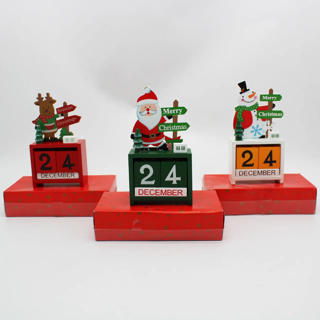 

Новогодняя серия, календарь, деревянная коробка, снеговик, Санта-Клаус, лось, дата, обратный отсчет, украшения, реквизит для украшения
