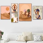Картина на холсте с изображением Африканской женщины леопарда кактуса пустыни нордические плакаты и принты настенные картины для гостиной домашний декор