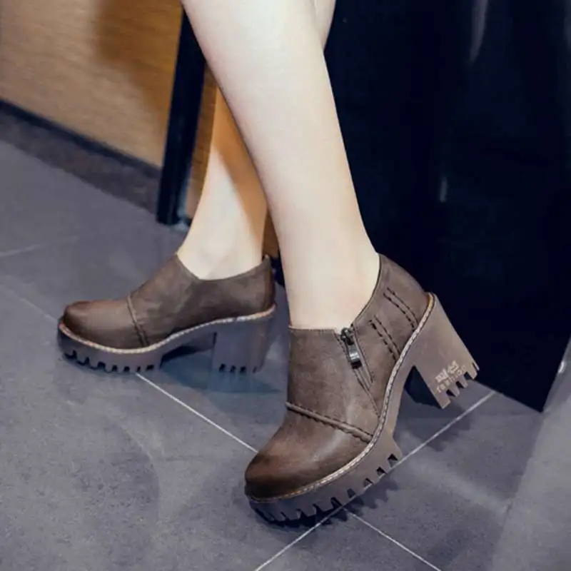 

SIMLOVEYO Retro Women Brogues Shoes Chunky High Heel Pumps Platform Casual Footwear Zapatos Mujer Big Size 32-43 Sapatos
