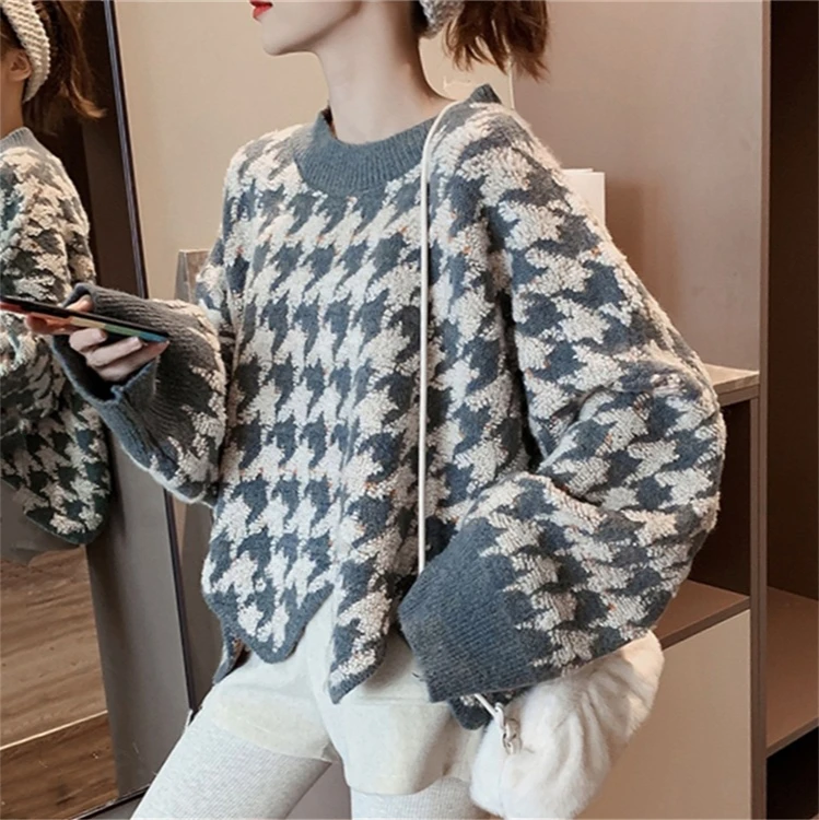 

2020 Autumn and Winter New Lazy Wind Irregular Head Sweater Women's Short Thick Loose Ride Winter Clothes Korean Tops