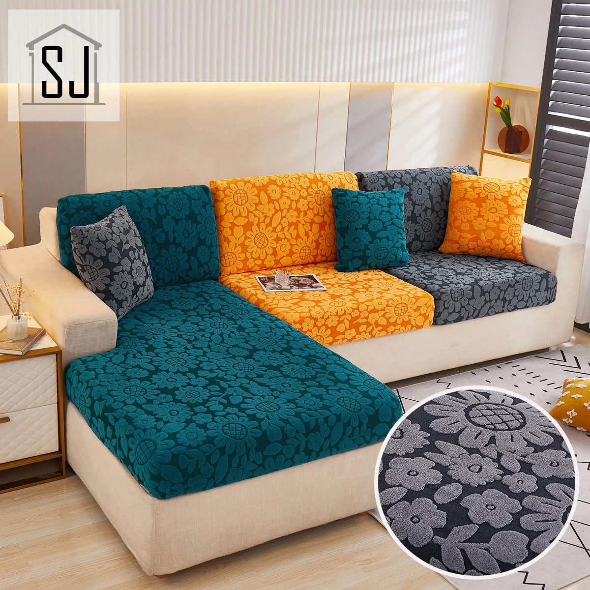 

Elastic Sofa Seat Cushion Covers for Living Room Jacquard Thicken Removable Washable Armchairs Corner Couch Protecte Slipcover