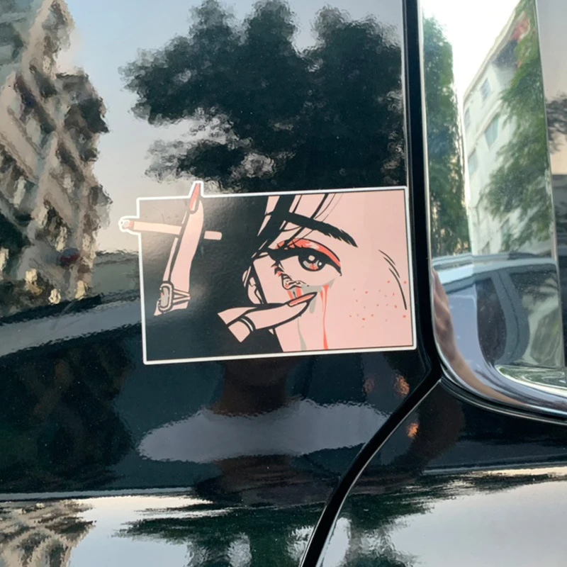 

Universal 1Pcs Car Eye Anime Waterproof Reflective Shielding Scratch Body Sticker Japanese Modified JDM Pain Sticker Box Sticker