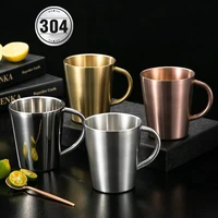 high quality 304 stainless steel double layer coffee cup heat insulation anti scalding tea cup beer mug