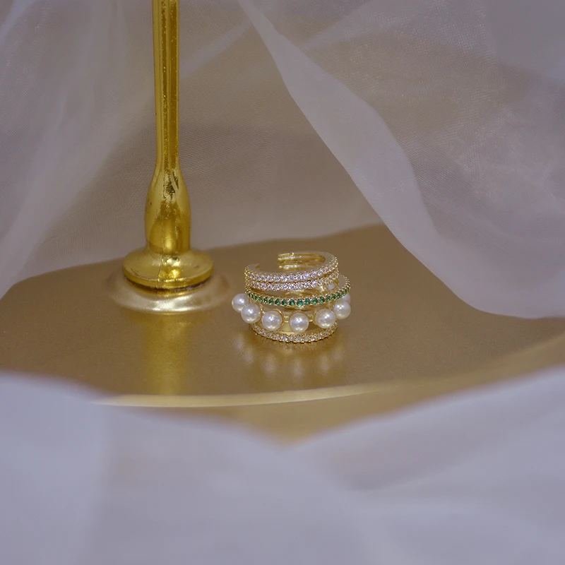 

3UMeter 1PC Multi Layer Pearl Clip Earrings Without Piercing CZ Stone Earrings for Women Korean Fashion Minimalist Ear Jewelry