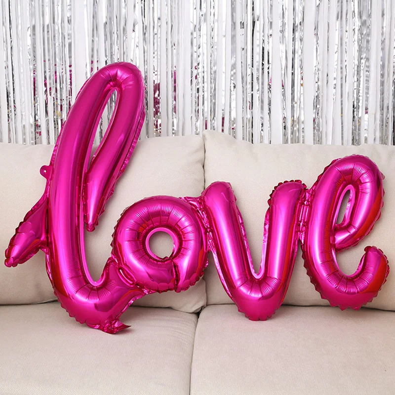 

Red Ligatures Love Letter Foil Balloon Wedding Valentines Anniversary Party Decoration Wife Lover Romantic Props Surprise Gift