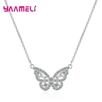 trendy butterfly pendant necklace tiny aaa cz stone inlaid link chain necklaces women clothing accessories jewelry