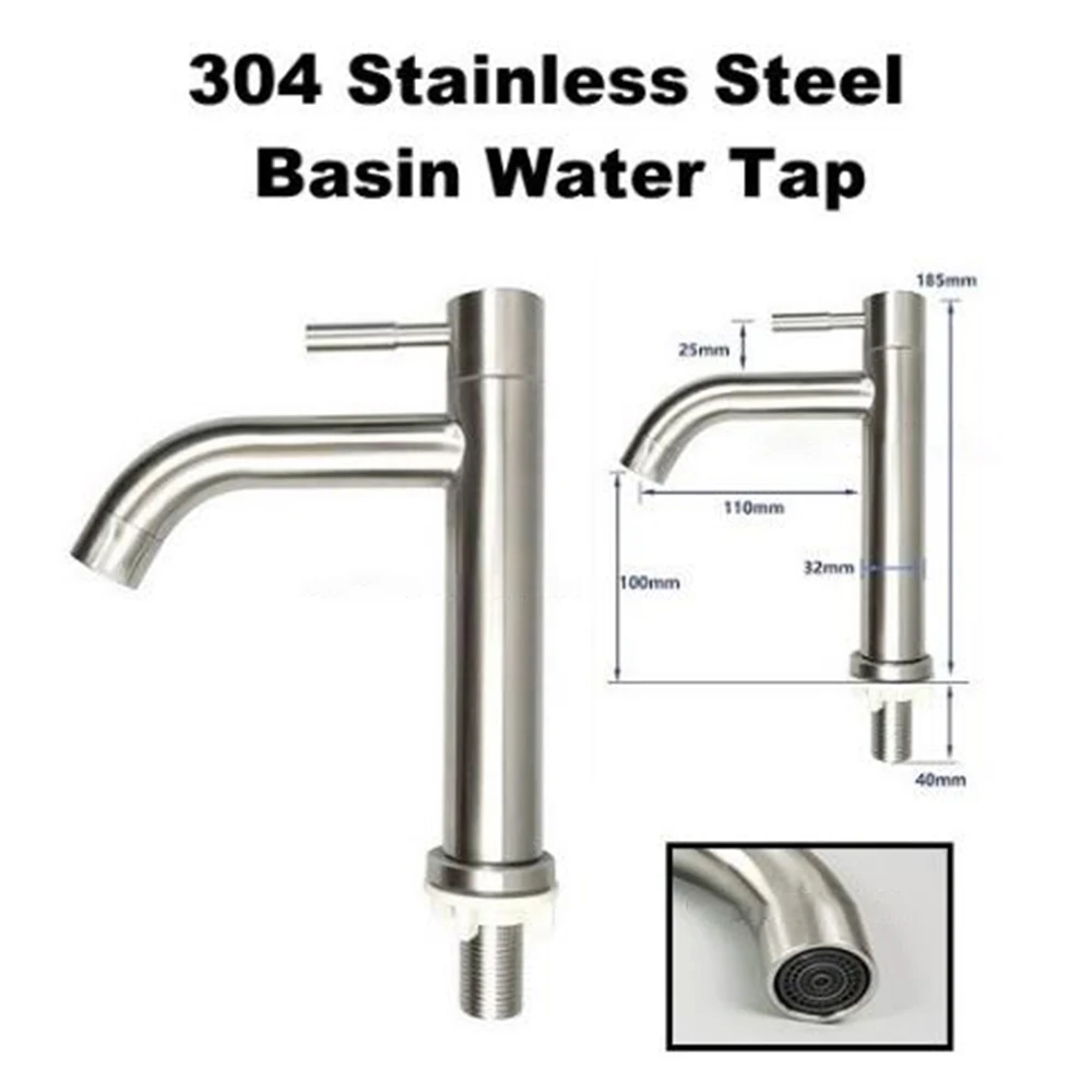 

18.5cm Faucet 304 Stainless Steel Bathroom Toilet Water Tap Home Improvement