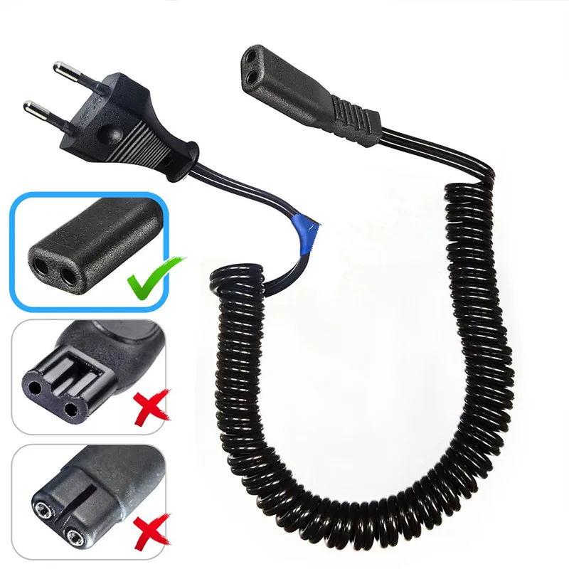 Универсальный 2 Pin свинцовый разъем для бритвы Philips Norelco Remington Grundig Braun спиральный