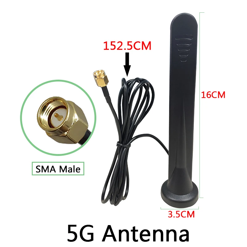 EOTH 2pcs 5g antenna 15dbi sma male wlan wifi 5ghz antene IPX ipex 1 SMA female pigtail Extension Cable pbx iot module antena