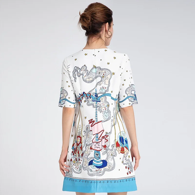 

European and American Fashion Women's Wear Summer New Half Sleeve Flab Hiding Slimming round Neck Dress One Piece Dropshipping