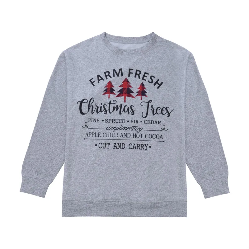 

Plus Size Women's Autumn Winter Long Sleeve Sweatshirts Hoodies Jumper Pullover Tops Christmas Print Gray Casual Clothes 3XL