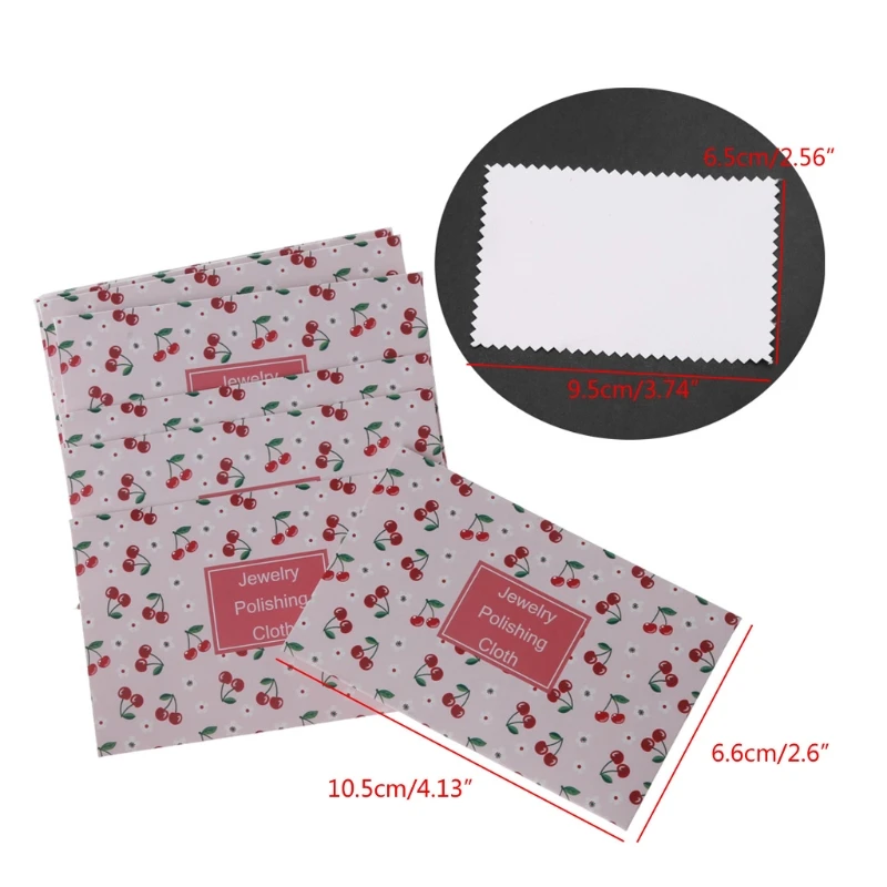 10Pcs Cute Cherry Double-Sided Polishing Cloths Jewelry Cleaning for Gold Silver and Platinum Watch Coins Cloth | Украшения и