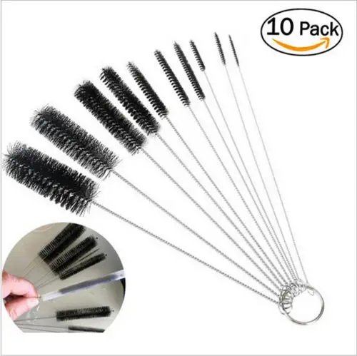 

FAROOT Nylon Straw Brush Cleaner Bottle Tube Pipe Small Long Cleaning 10Pcs Set
