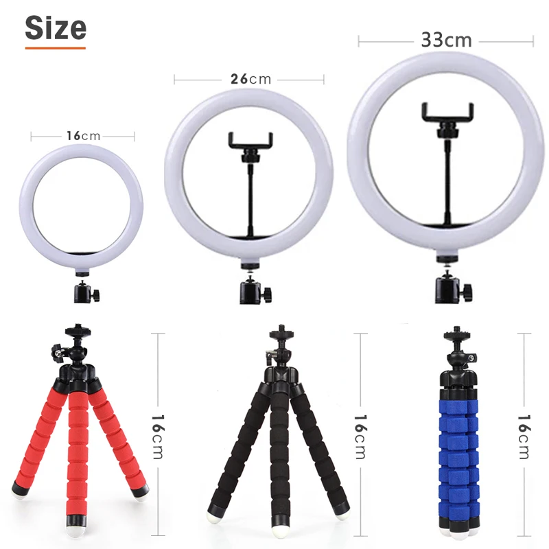 Светодиодный кольцевой светильник для селфи приглушаемая лампа фотосъемки с
