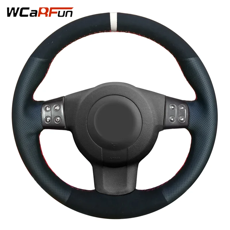 

WCaRFun DIY Hand-stitched Black Suede Artificial Leather Car Steering Wheel Cover for Seat Leon (Mk2) 2006-2008 Ibiza (6L) 2007