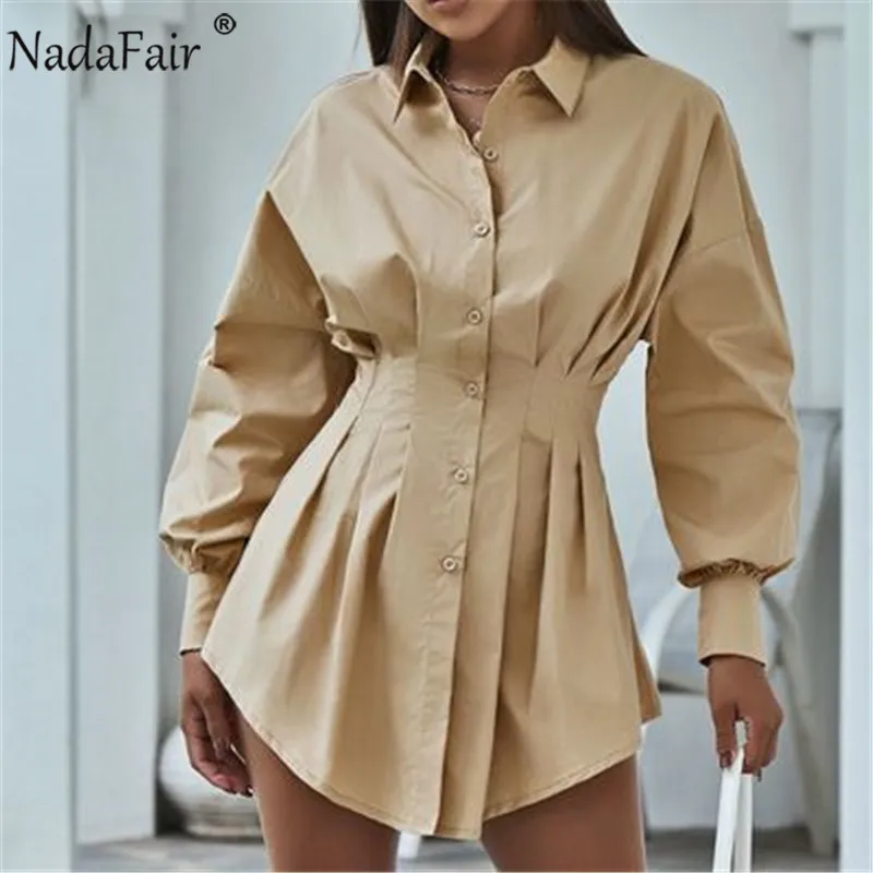 Платье-рубашка Nadafair женское с запахом пикантная туника-трапеция оборками