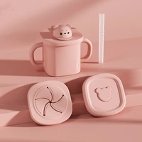 infant drinking cups childrens silicone straw straight drinking cups household baby drinking water cups with handle snack cups