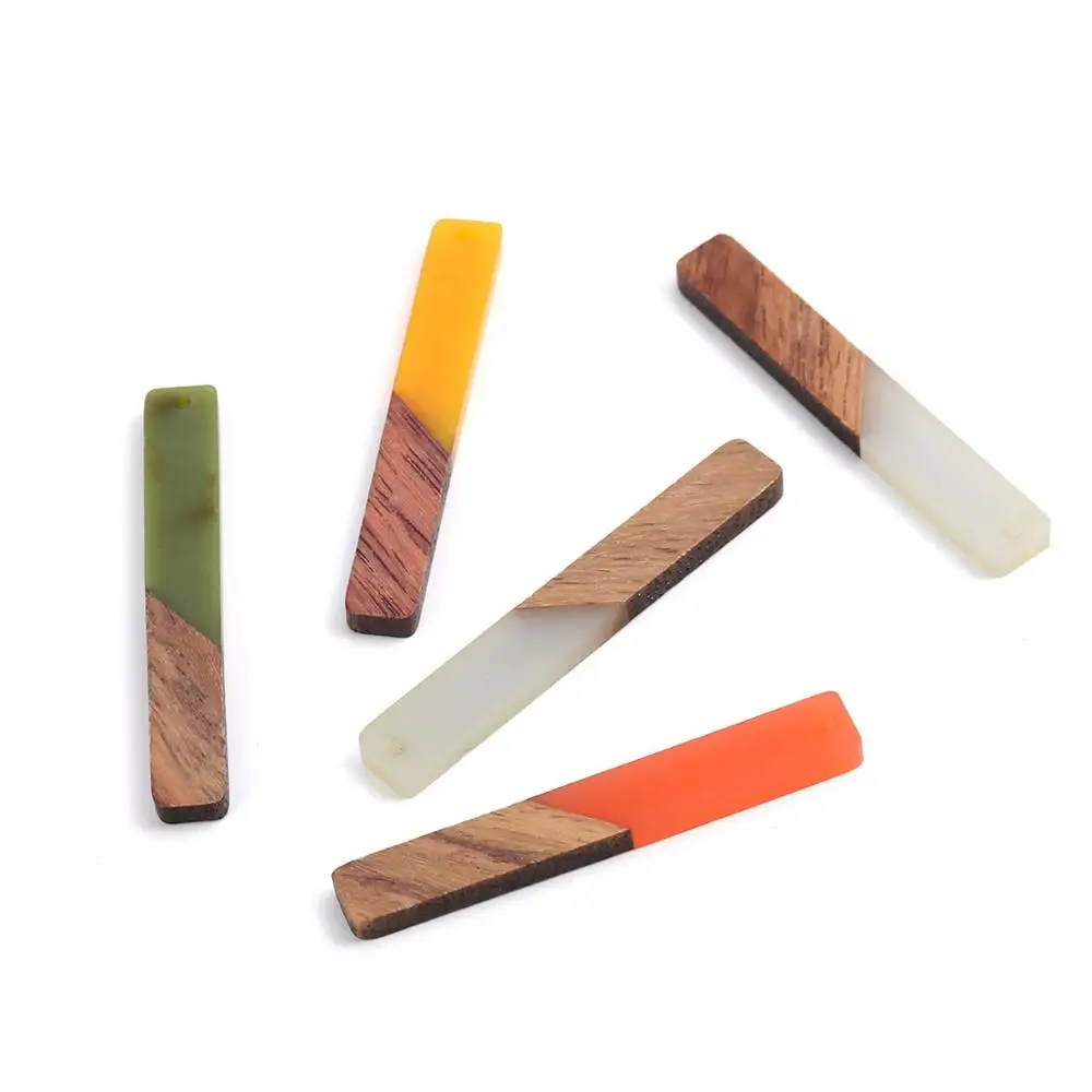 DoreenBeads модные подвески из натурального дерева с эффектом смолы, подвески из смолы, прямоугольные геометрические темно-зеленые ювелирные изделия, подвески «сделай сам», 5 шт.