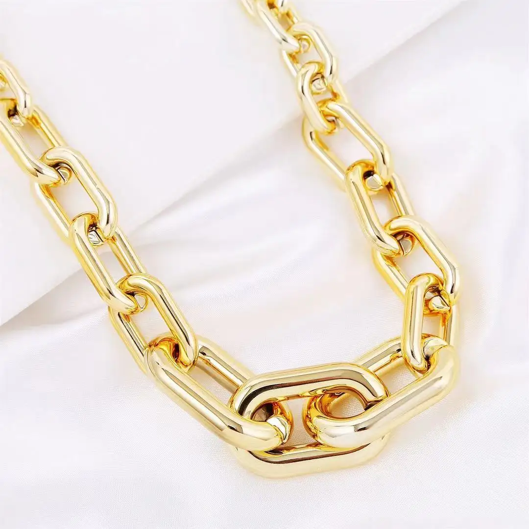 

High Quality Punk Lock Choker Necklace Pendant Women Collar Brand Gold Color Chunky Thick Chain Necklace Steampunk Men Gift