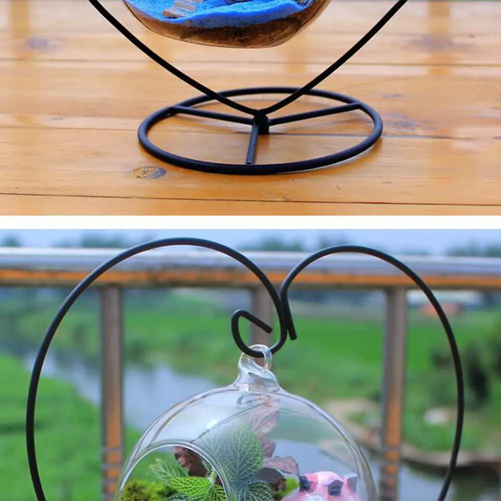 Стильная железная черная стойка в форме сердца стеклянный гриб для дома ваза
