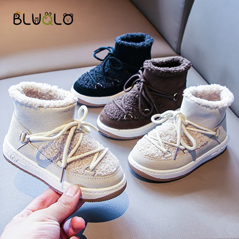 Новинка зимы 2021 теплые ботинки для девочек на мягкой нескользящей подошве модные