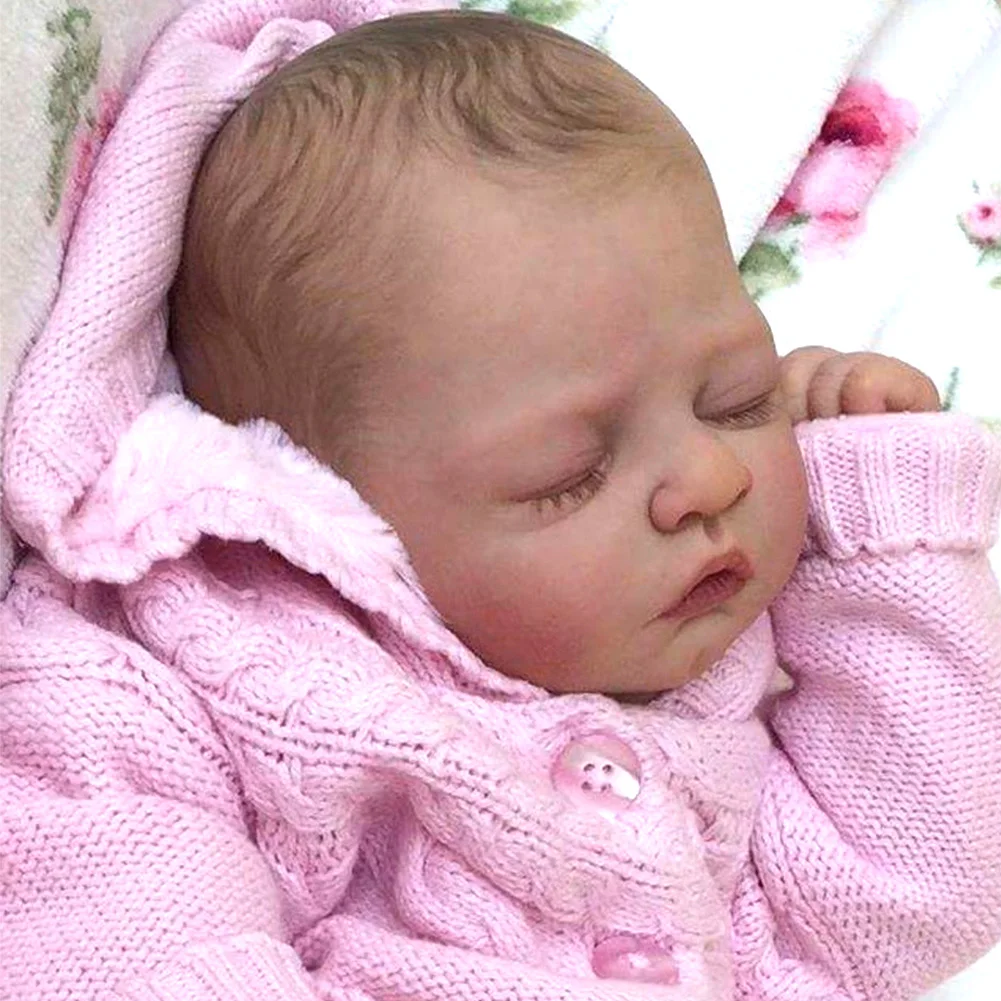 

20 Inch Soft Silicone Head Limbs Close Eyes DIY Mold Unpainted Lifelike Gift Rebirth Infant Mould Reborn Doll Kit Prototype