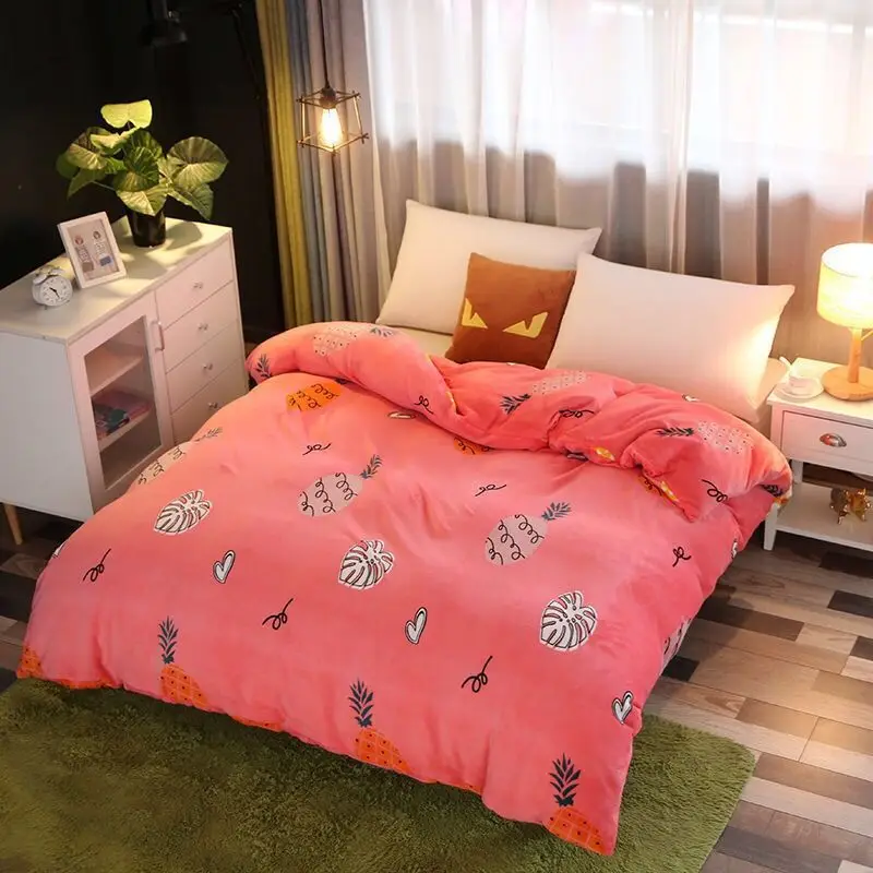 

2021 New Winter Coral Fleece Quilt Cover Winter Double-Sided Plush Flannel Boy /Girl Single Quilt Cover Double Velvet Thick
