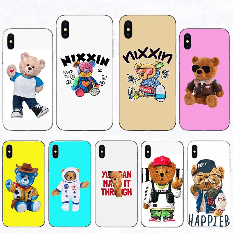 

Hard Mobile Shell Cover Cute Happier Stuffed Bear Phone Case For Iphone 11 Pro XS Max SE 2020 13 12 Mini 6 6S 7 8 Plus X XR 10 5