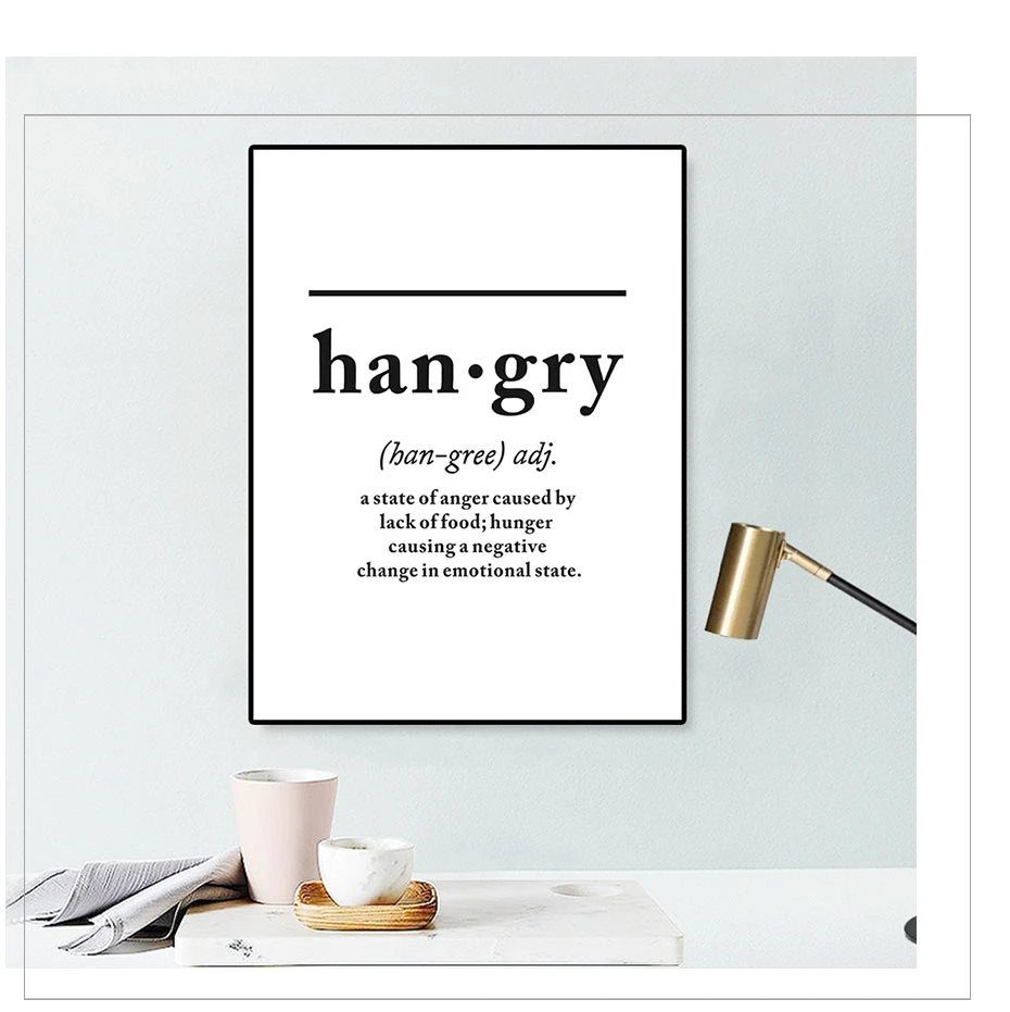 Скандинавский Hangry разрешение буквы холст картина черно-белая стена художественный принт и плакат современная картина домашняя декоративная