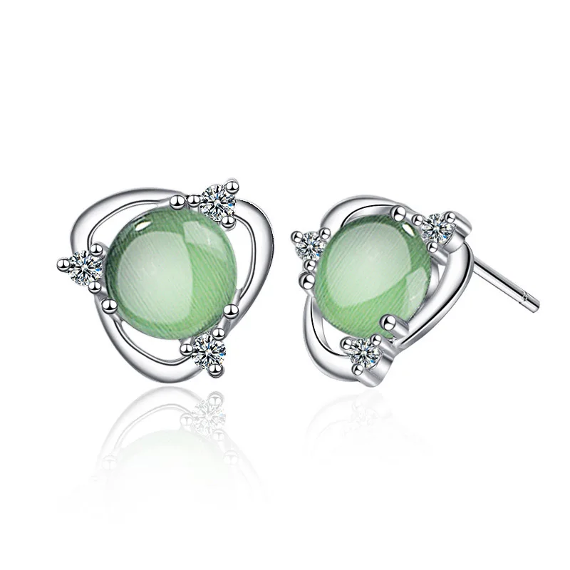 

Women Earring Silver Sweet Opal Ball & Flower Stud Earring Gift Lady Girl Gift Fashion Jewelry