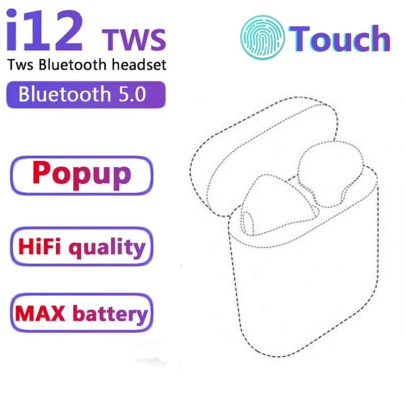 Оригинальные беспроводные наушники i12 TWS HIFI стерео гарнитура Bluetooth-совместимые pk