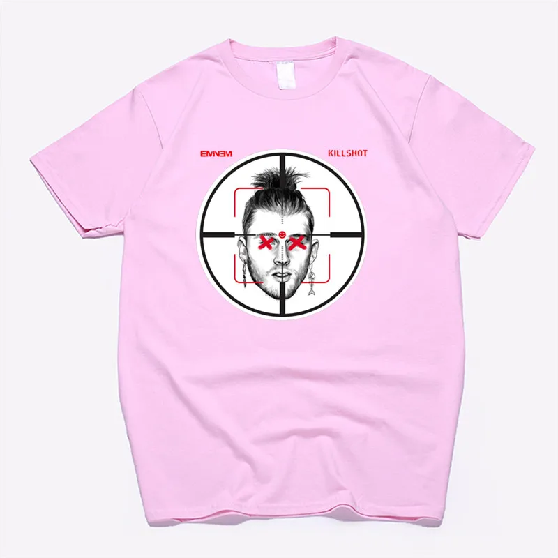 T126A-pink Мужские черные хлопковые футболки в стиле "Эминем пулемет Келли Дисс трек киллшот", Забавные футболки унисекс в стиле "хип-хоп", Женская хлопковая одежда - Цвет: T126A-pink