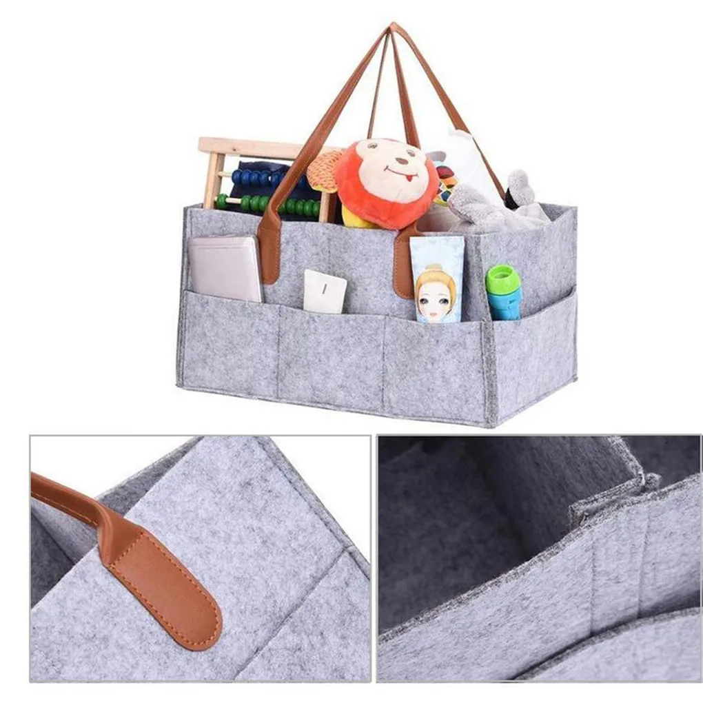 Bolsa de almacenamiento de pa&ntilde;ales de fieltro plegable, bolso multifunci&oacute;n para ropa de ni&ntilde;os, organizador de pa&ntilde;ales de beb&eacute;, 33x22x18cm, alta calidad, 1 unidad-0
