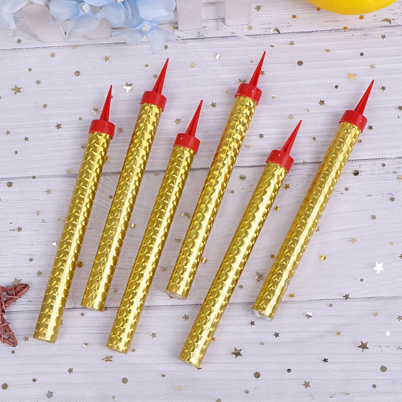 

6pcs Surprise Creative Straight Barrel Golden Champagne Fireworks Magic Wand Burning Candle Cake Decoration Party Supplies
