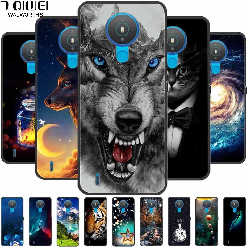 For Nokia 1.4 Case Silicone Soft TPU Wolf Lion Phone Cover for Nokia1.4 Protective Black Bumper 2021 6.52'' Para | Мобильные