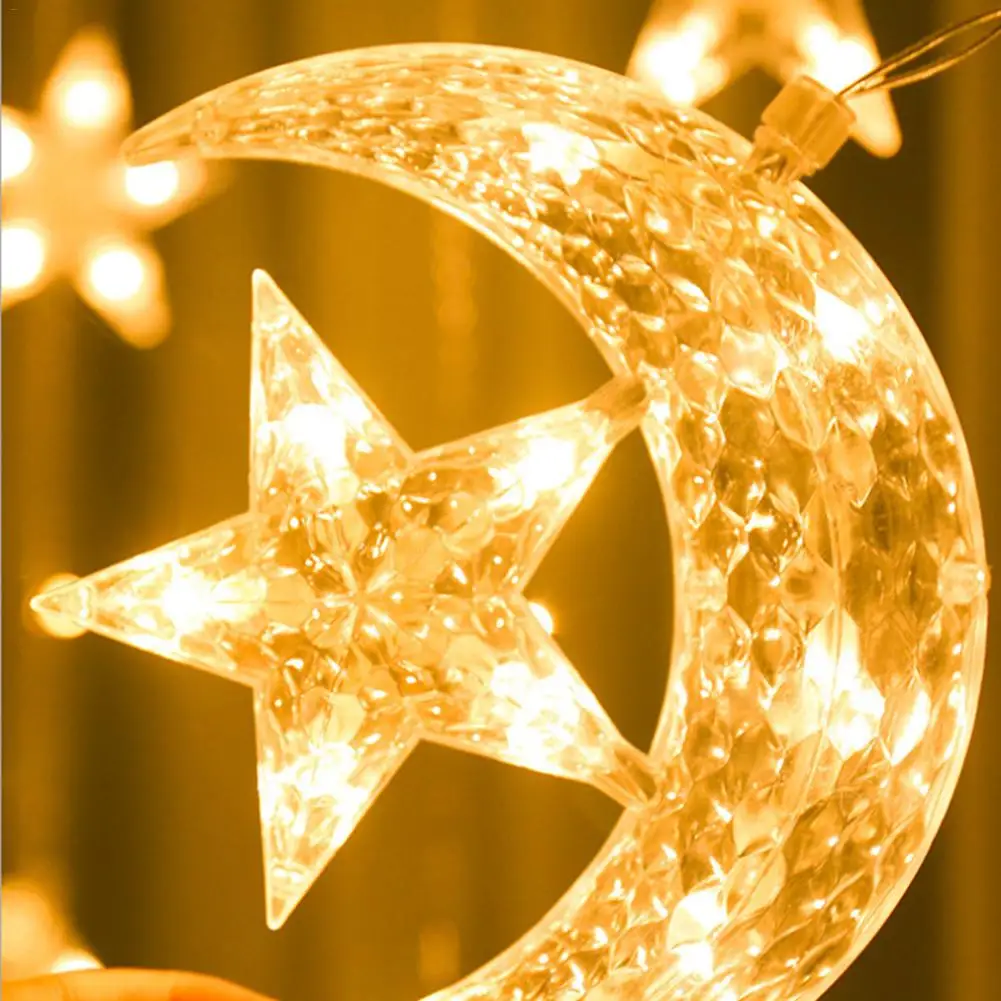 220 В Европейский стандарт Звезды Луна занавеска из светодиодных лампочек дома