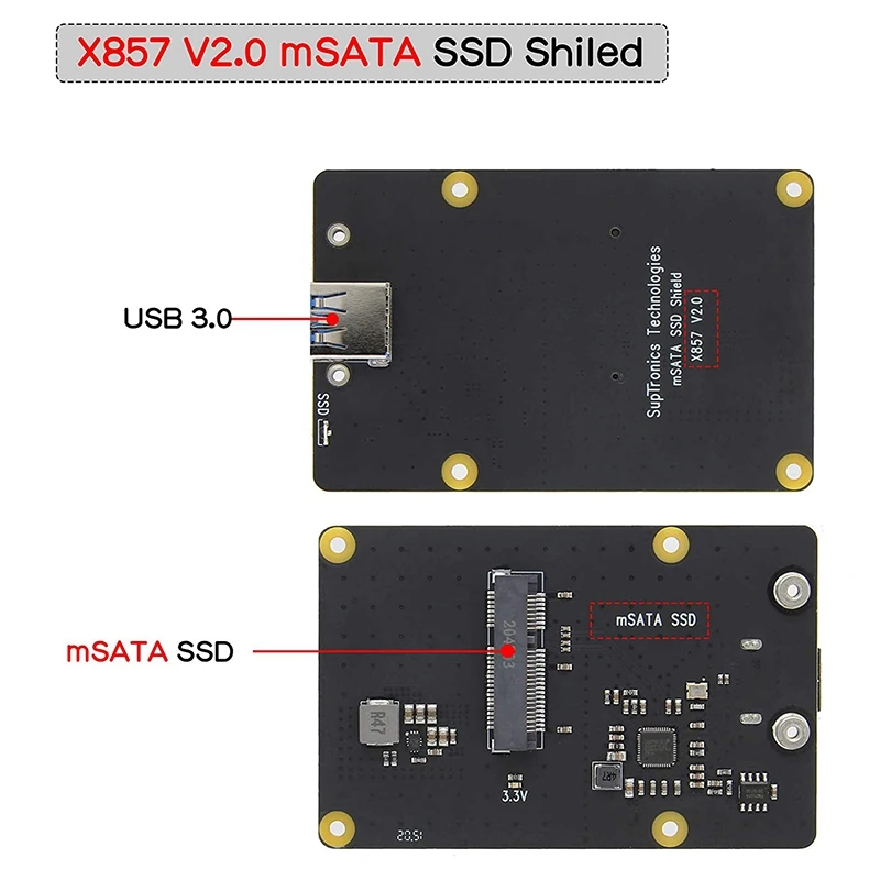 Для Raspberry Pi 4 MSATA SSD адаптер X857 для Model B V2.0 Плата расширения USB3.0 модуль - купить по