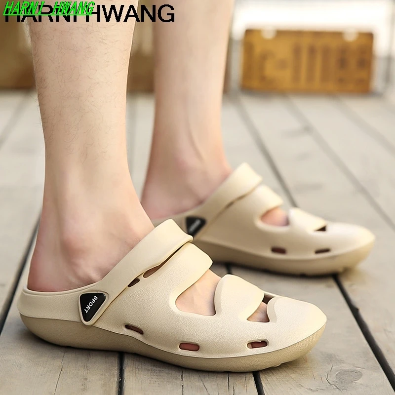 

2021 New Summer Fashion Men's Outdoor Beach Sandals And Slippers Comfortable Non-slip Flat Garden Shoes Rubber Sole Size 39-45