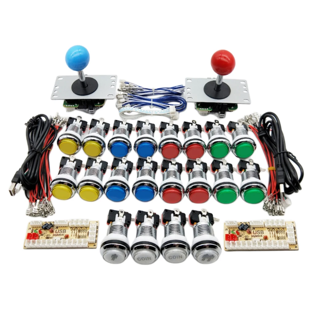 MagiDeal 2 игрока аркадные кнопки Джойстик контроллер DIY аксессуары части и джойстик
