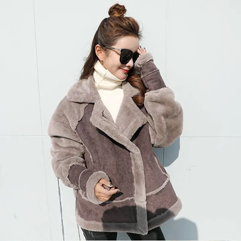 

Женская мотоциклетная куртка Bella Philosophy, зимнее пальто из искусственного меха ягненка, замшевое теплое пальто, плюшевая куртка, casaco feminino de pelinho