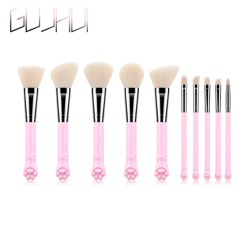 10 шт розовые кисти для макияжа набор Профессиональная Кисть натуральные волосы