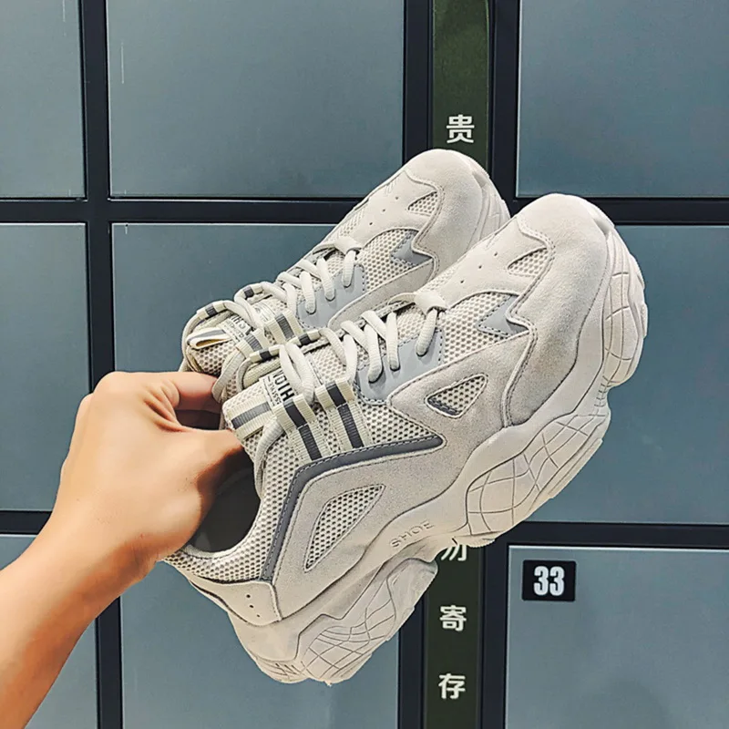 ADISPUTENT Men Chunky Sneakers Platform Thick Sole Casual Vulcanize Shoes Web Celebrity Dad Female Fashion Sneakers Designer